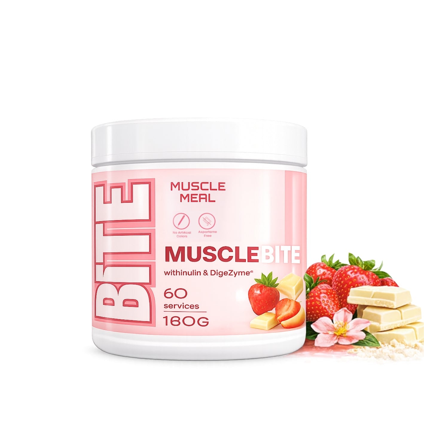 MUSCLE MEAL BITE TATLANDIRICI 180 GR - Çilek & Beyaz Çikolata